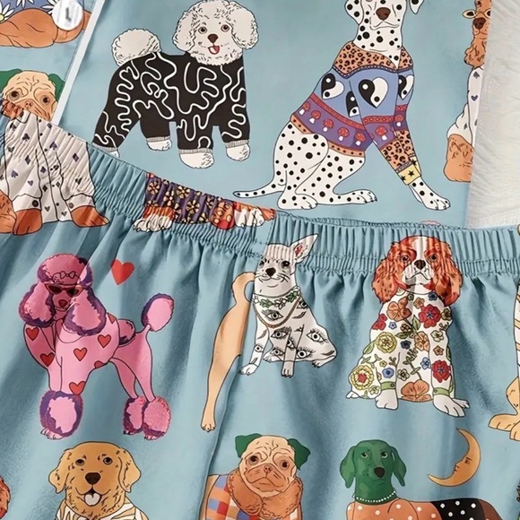 BOUTIQUE HIPPEE HARVEST SATIN DOG PRINT PAJAMA SET - Picture 6 of 6
